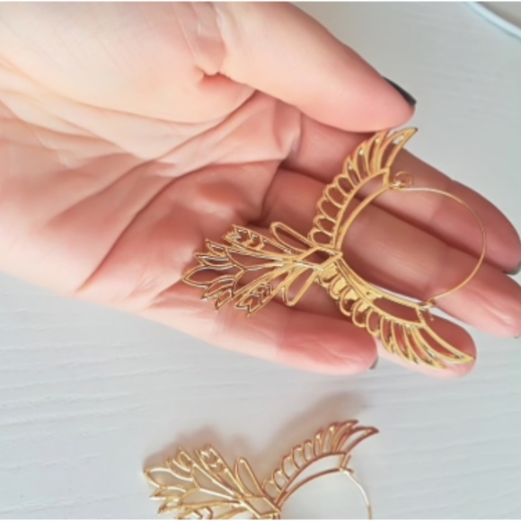 'In Flight' Thunderbird Boho Gold Earrings - Picture 5 of 7